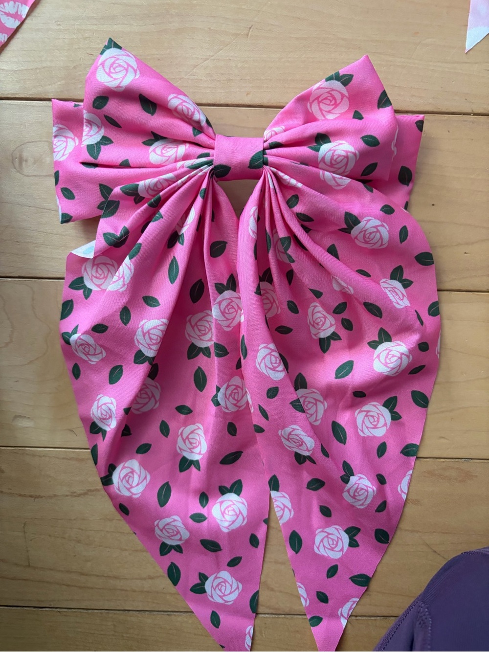 Pink Hair Bow with roses
